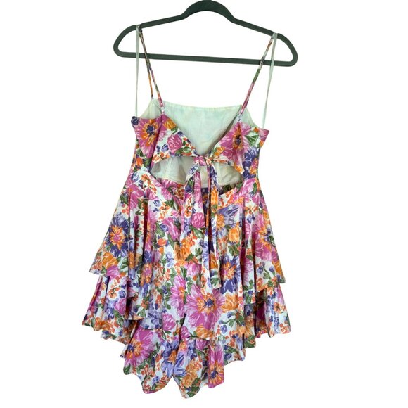 One And Only Collective Floral Ruffle Hem Mini Romper Dress Open Back Design - Picture 4 of 12